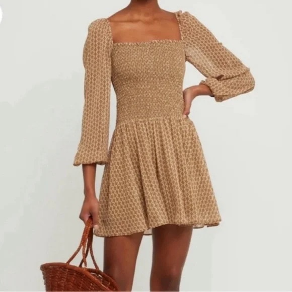 Kourt Calypso Smocked Puff Sheer Sleeve Dress - Picture 8 of 8